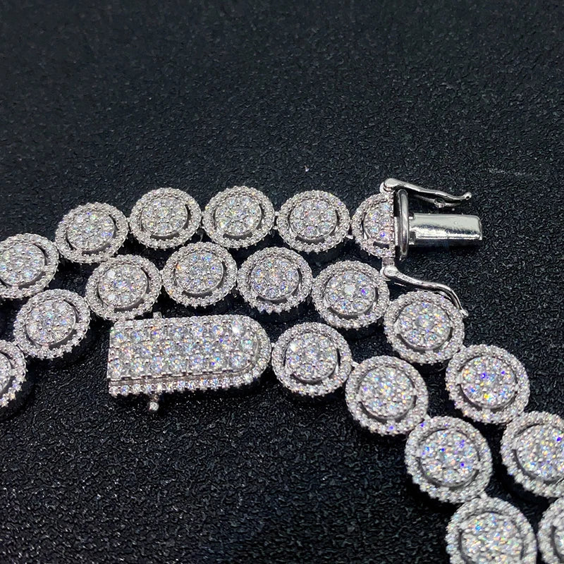 ICED OUT 10MM MOISSANITE "RONDEL" WEISSGOLD 925S SILVER ARMBAND - ICERAIN JEWELRY