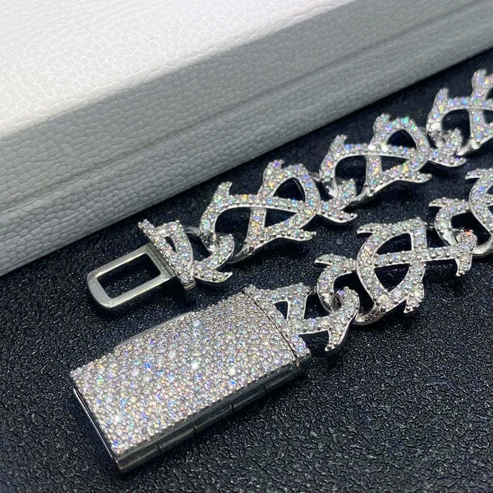 ICED OUT 15MM MOISSANITE "THORN" WEISSGOLD 925S SILVER ARMBAND - ICERAIN JEWELRY