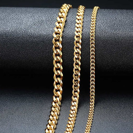 SALE | EDELSTAHL 3MM 45CM "GOLD CUBAN" KETTE - ICERAIN JEWELRY