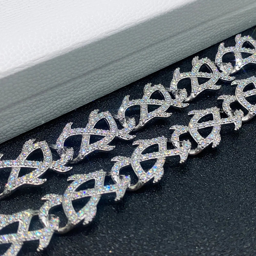 ICED OUT 15MM MOISSANITE "THORN" WEISSGOLD 925S SILVER ARMBAND - ICERAIN JEWELRY