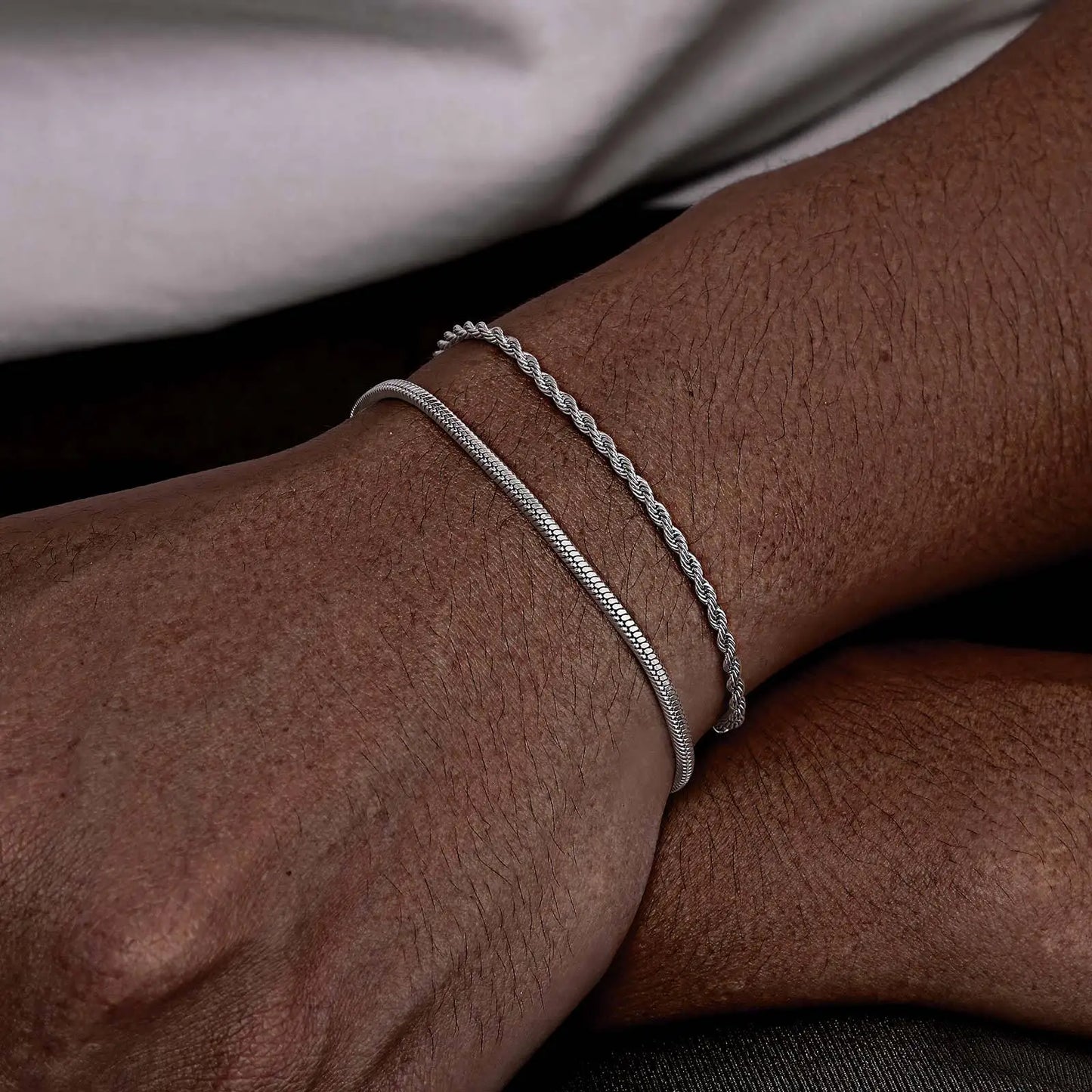 EDELSTAHL 2-IN-1 "SILVER BOPE" SCHMUCKSET (2 ARMBAND) - ICERAIN JEWELRY