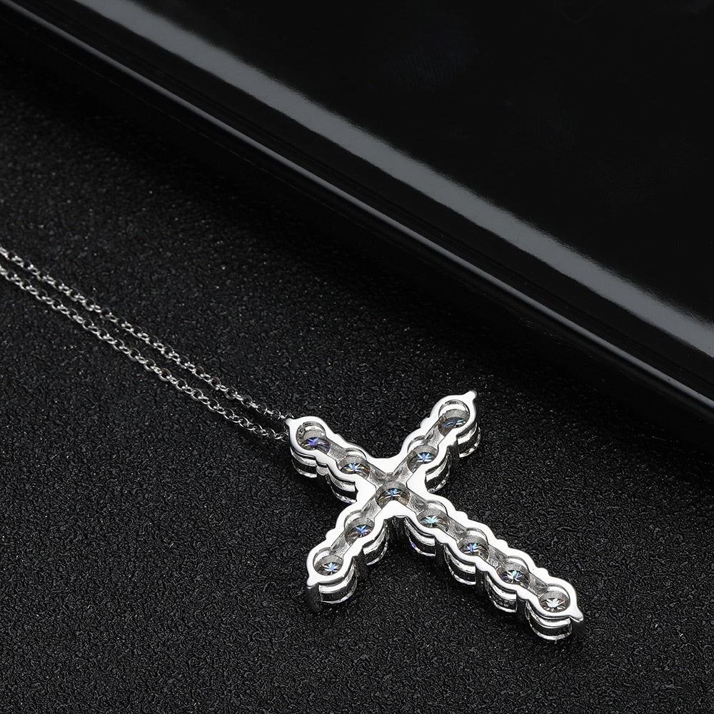ICED OUT MOISSANITE "CROSS V2" WEISSGOLD 925S SILVER KETTE - ICERAIN JEWELRY