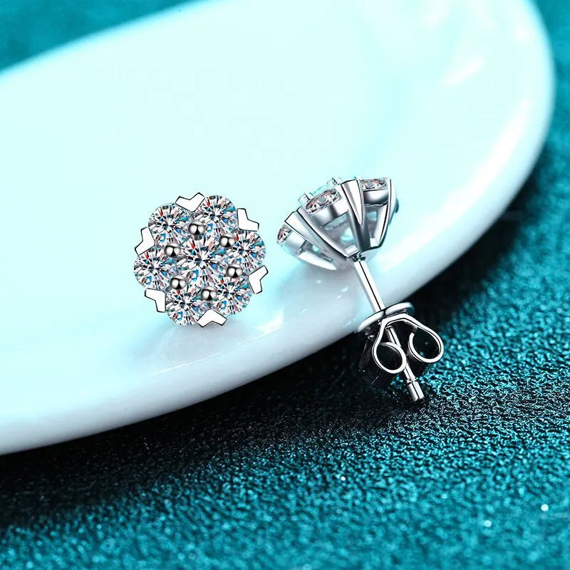 ICED OUT MOISSANITE "FLOWER" WEISSGOLD 925S SILVER OHRRINGE - ICERAIN JEWELRY