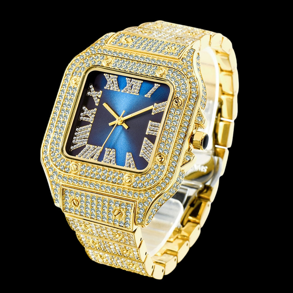 Luxus Designer Iced Out "Piazza" Uhr + Box + Armbandkürzer - ICERAIN JEWELRY
