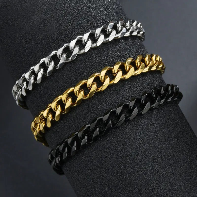 SALE | EDELSTAHL 5MM 22CM "SILVER CUBAN" ARMBAND - ICERAIN JEWELRY