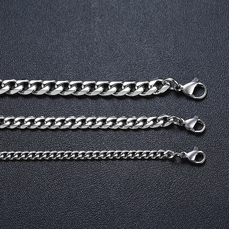 SALE | EDELSTAHL 7MM 55CM "SILVER CUBAN" KETTE - ICERAIN JEWELRY