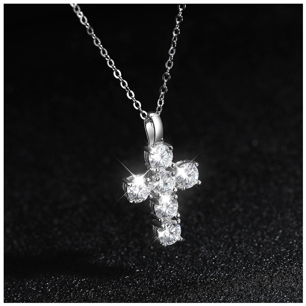 ICED OUT MOISSANITE "CROSS" WEISSGOLD 925S SILVER KETTE - ICERAIN JEWELRY