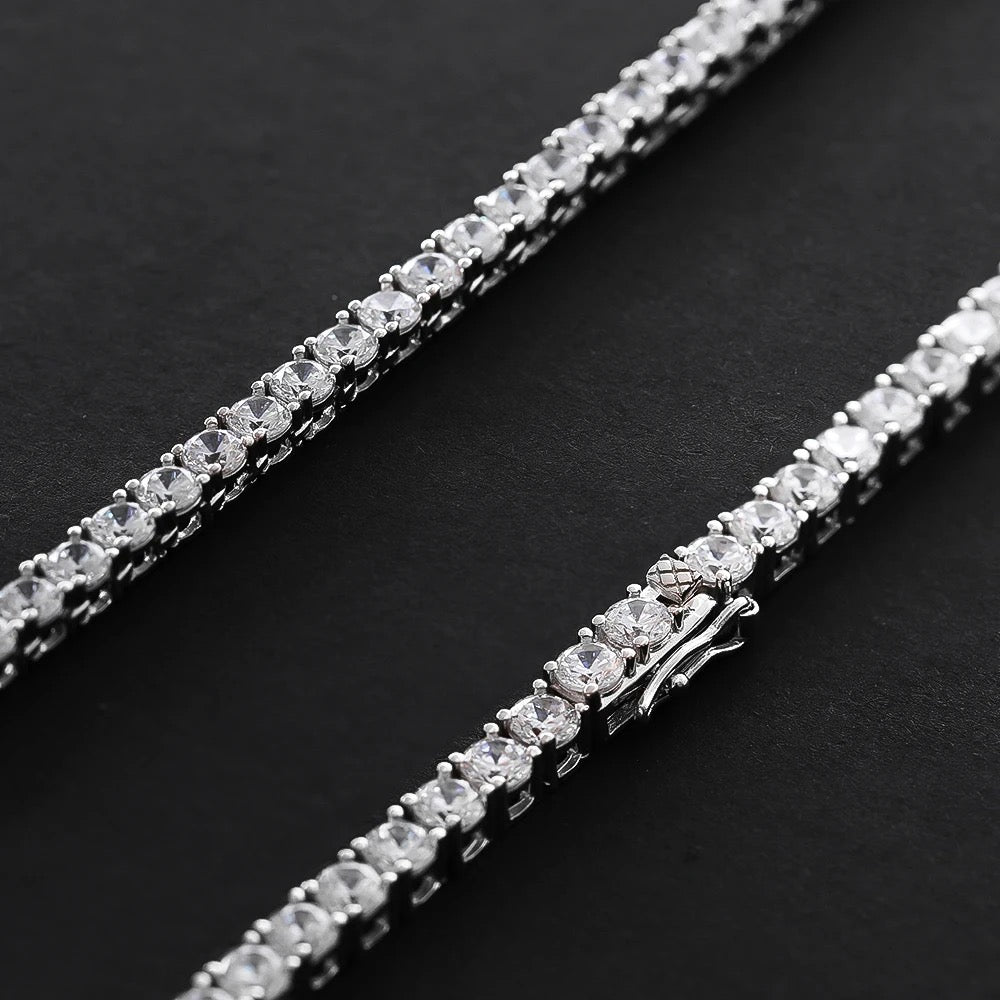 ICED OUT MOISSANITE "SILVER TENNIS" WEISSGOLD 925S SILVER KETTE - ICERAIN JEWELRY