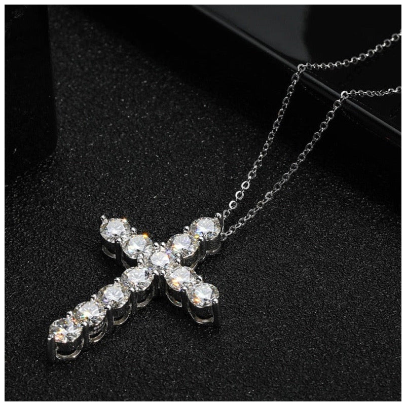 ICED OUT MOISSANITE "CROSS V2" WEISSGOLD 925S SILVER KETTE - ICERAIN JEWELRY