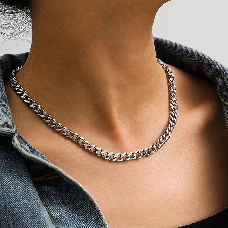 SALE | EDELSTAHL 7MM 55CM "SILVER CUBAN" KETTE - ICERAIN JEWELRY