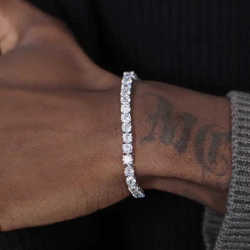 SALE | ICED OUT 3MM 18CM MOISSANITE "SILVER TENNIS" WEISSGOLD 925S SILVER ARMBAND - ICERAIN JEWELRY