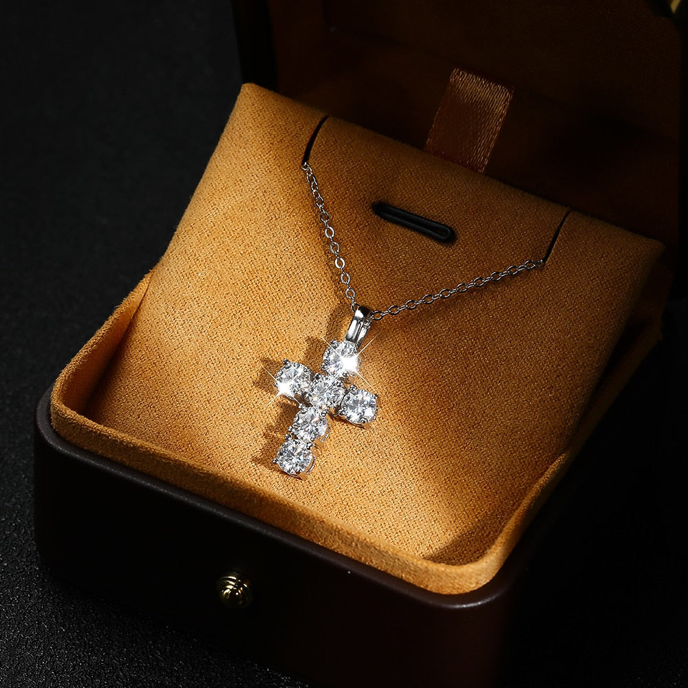 ICED OUT MOISSANITE "CROSS" WEISSGOLD 925S SILVER KETTE - ICERAIN JEWELRY