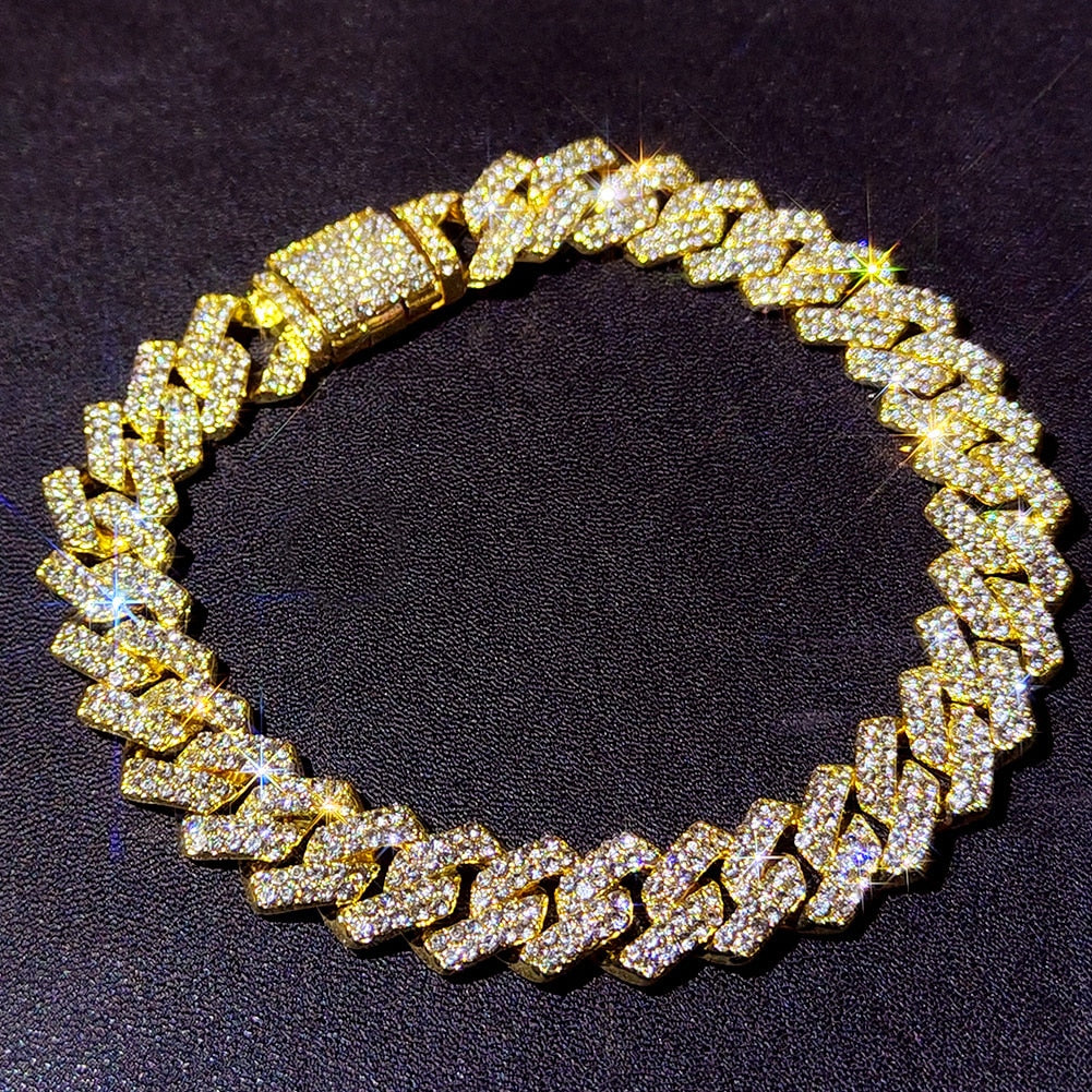 ICED OUT 14MM "GOLD PRONG CUBAN" KETTE - ICERAIN JEWELRY