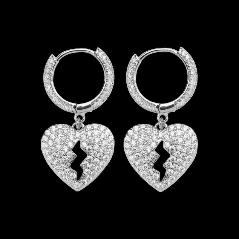 ICED OUT "SILVER BROKEN HEART" OHRRINGE - ICERAIN JEWELRY