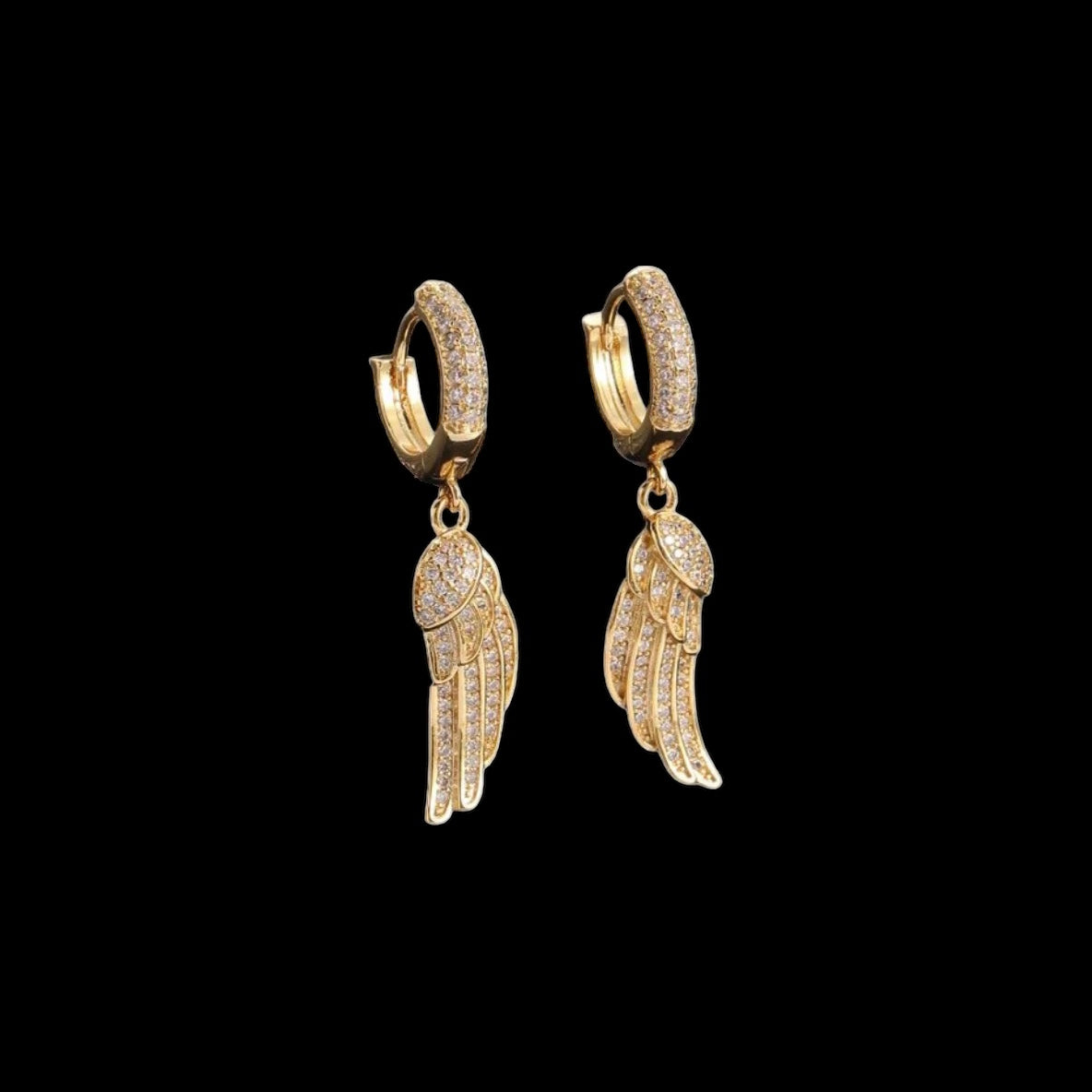 ICED OUT "GOLD ANGEL WINGS" OHRRINGE - ICERAIN JEWELRY
