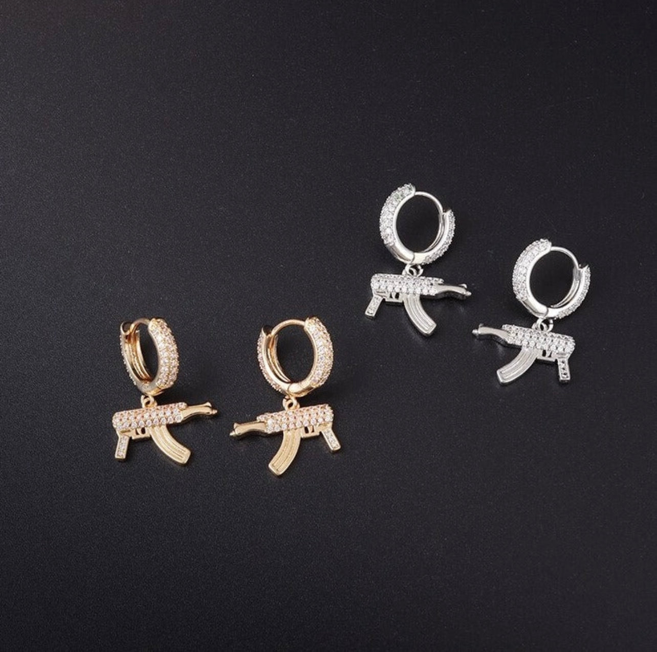 ICED OUT "GOLD WEAPON" OHRRINGE - ICERAIN JEWELRY
