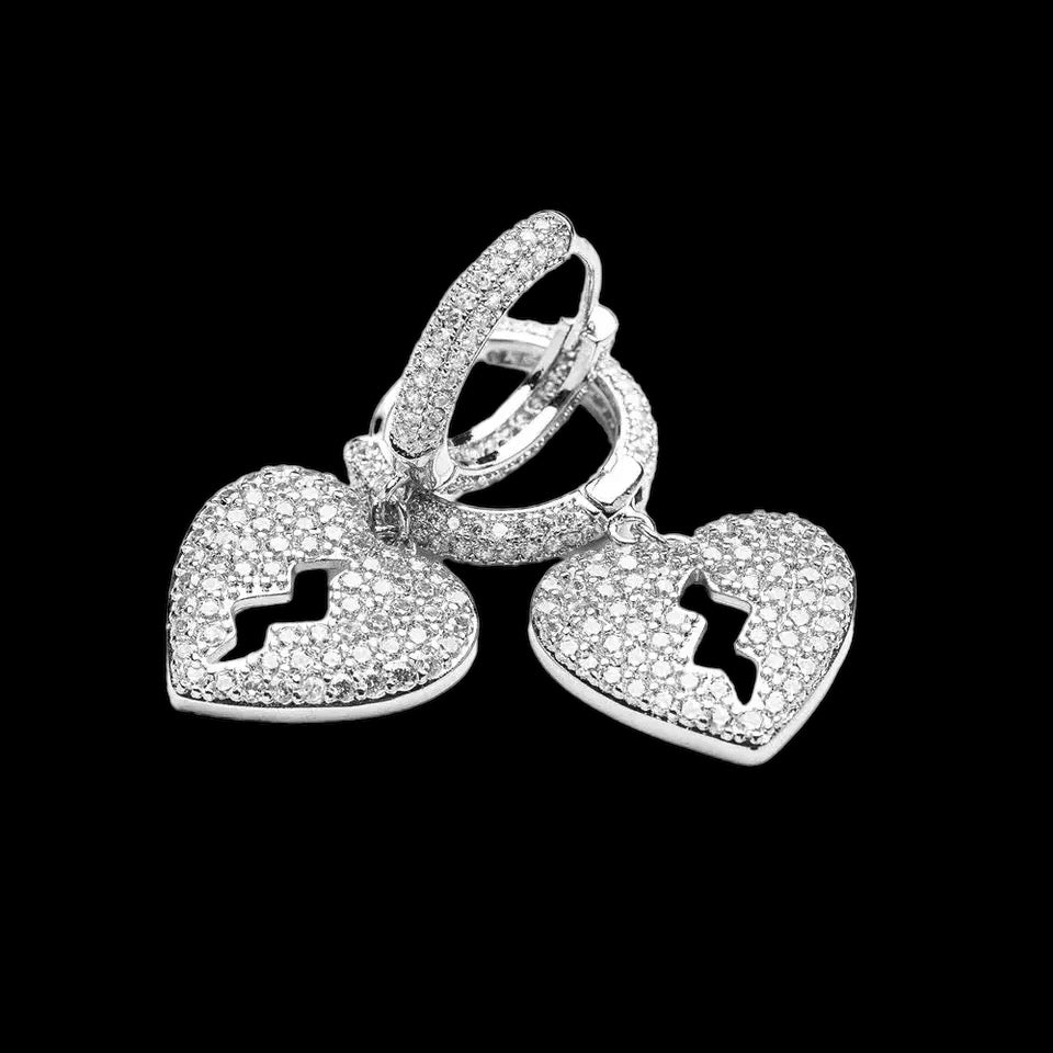 ICED OUT "SILVER BROKEN HEART" OHRRINGE - ICERAIN JEWELRY