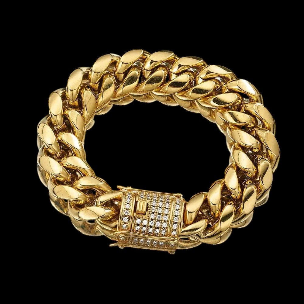 ICED OUT "GOLD CUBAN" ARMBAND - ICERAIN JEWELRY