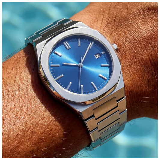 EDELSTAHL AUTOMATIK "BLUE PATTERY" UHR - ICERAIN JEWELRY