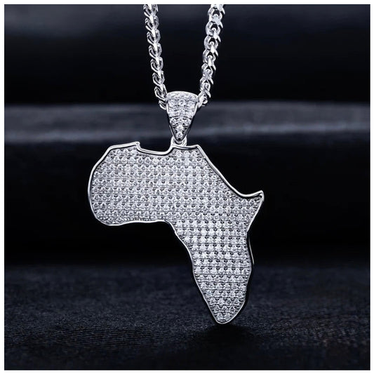 ICED OUT MOISSANITE "AFRICA" WEISSGOLD 925S SILVER KETTE - ICERAIN JEWELRY