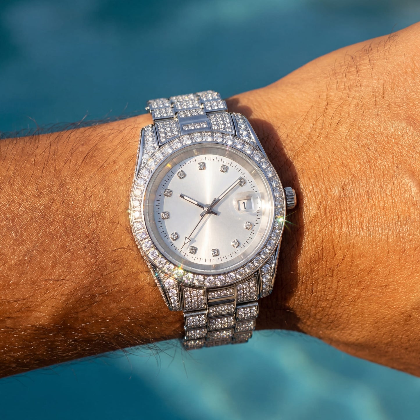ICED OUT 40MM "COSAFIMA" 12K WEISSGOLD UHR - ICERAIN JEWELRY