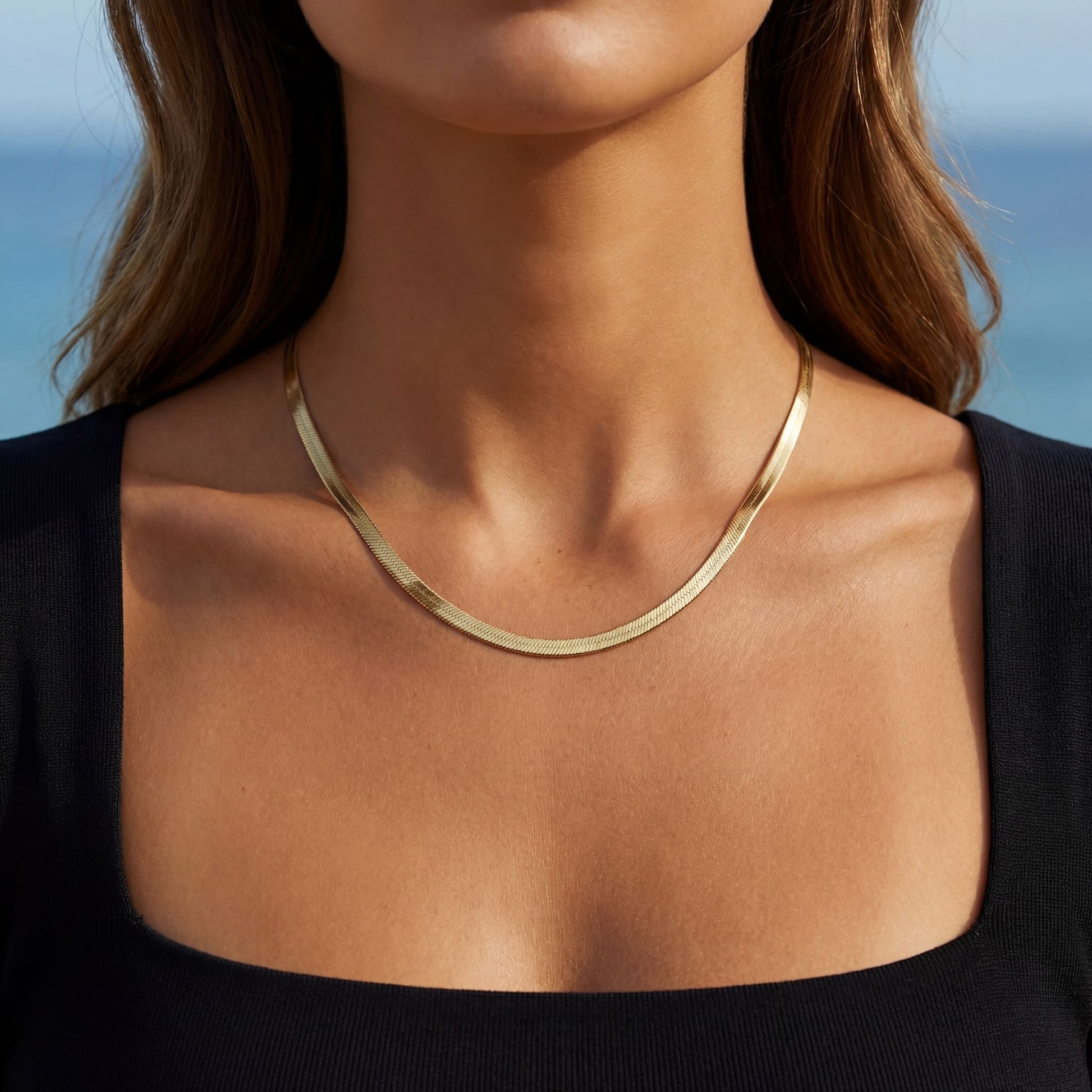 925S SILVER 18K GOLD "HERRINGBONE" KETTE - ICERAIN JEWELRY