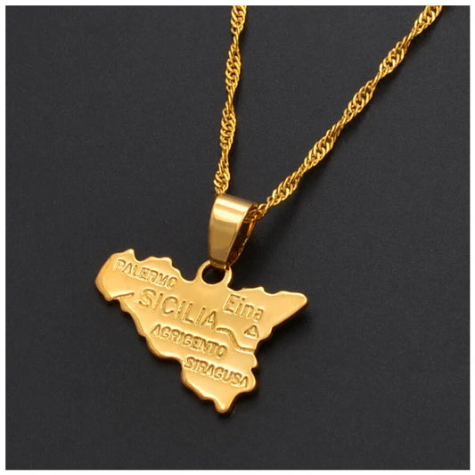 EDELSTAHL "ITALY SICILIA" LÄNDERKETTE - ICERAIN JEWELRY