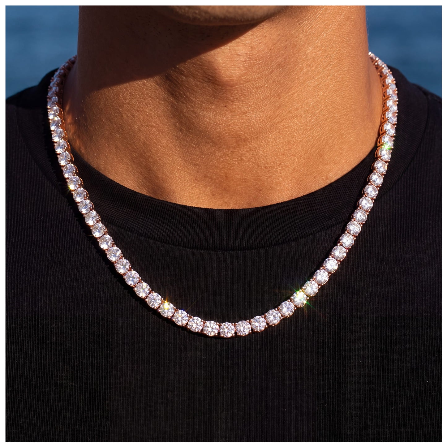 ICED OUT "ROSEGOLD TENNIS" KETTE