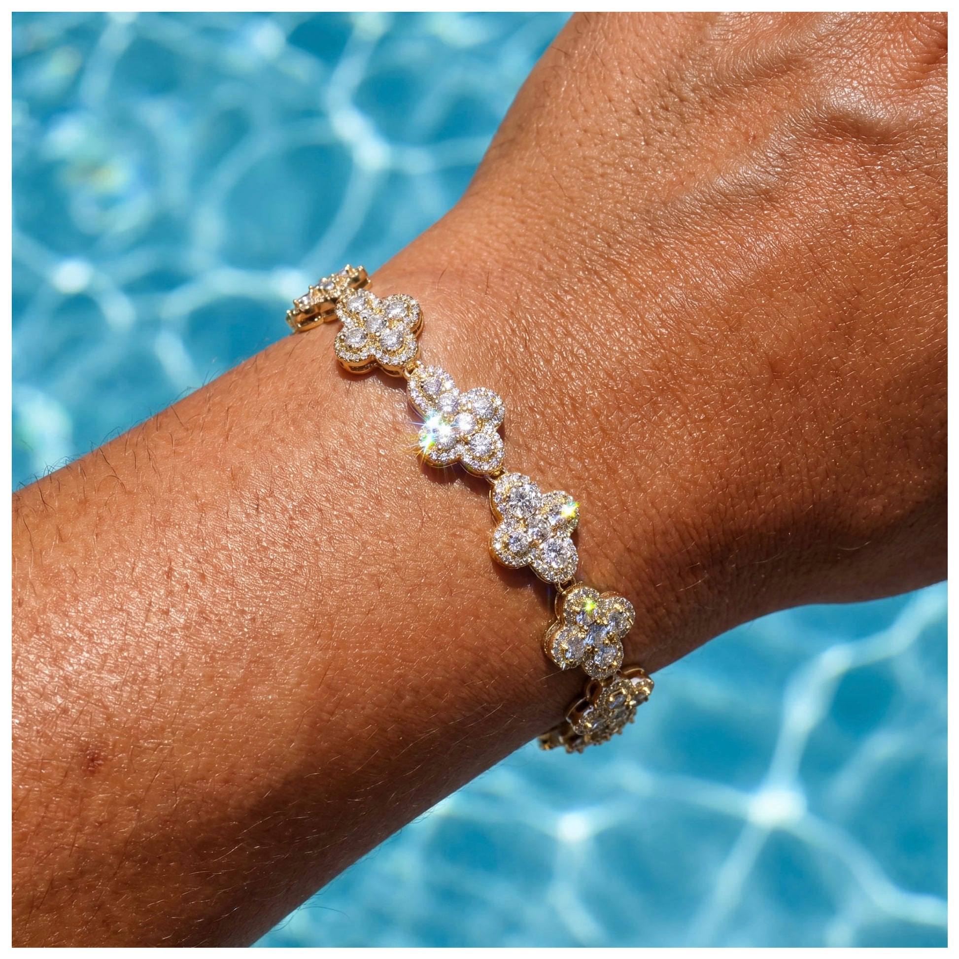 ICED OUT 11MM "GOLD CROSS" ARMBAND - ICERAIN JEWELRY