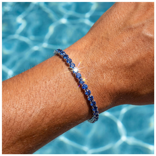 ICED OUT 4MM "BLUE TENNIS" ARMBAND - ICERAIN JEWELRY