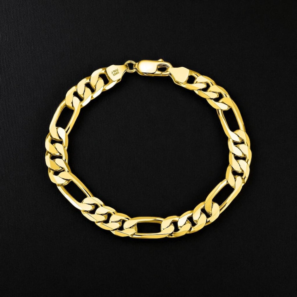 925S SILVER 18K GOLD 6,5MM "FIGARO" ARMBAND [PREMIUM VERSION] - ICERAIN JEWELRY