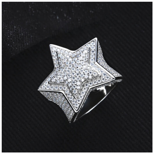 ICED OUT MOISSANITE "STAR" WEISSGOLD 925S SILVER RING - ICERAIN JEWELRY