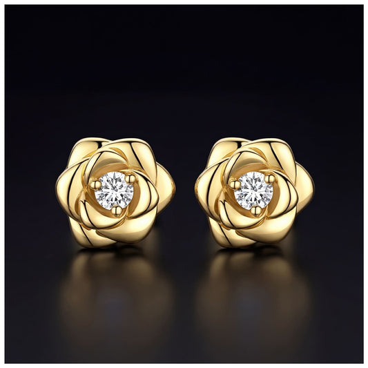 ICED OUT "GOLD ROSE" OHRRINGE - ICERAIN JEWELRY
