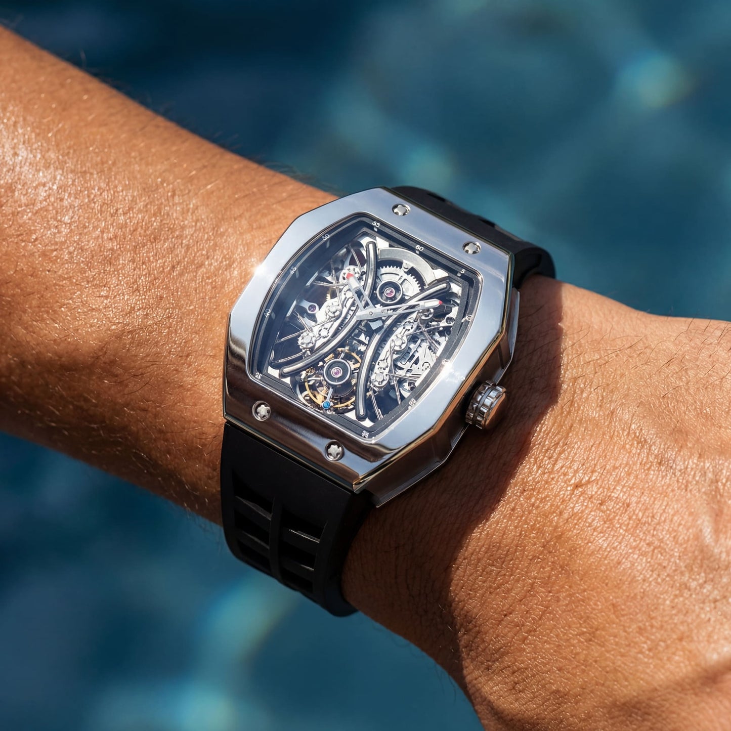 EDELSTAHL 50MM "SKELETON" UHR - ICERAIN JEWELRY