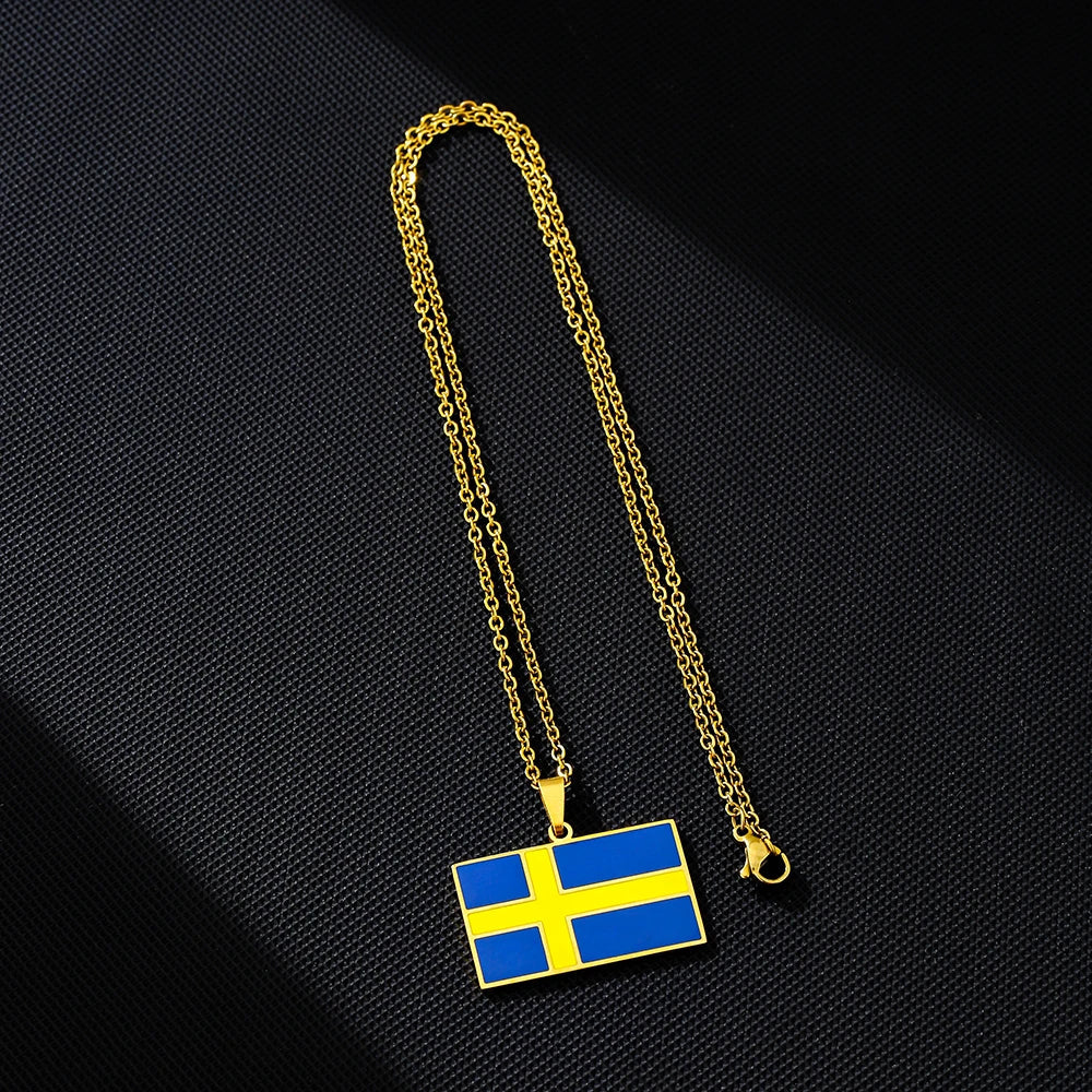 EDELSTAHL "SWEDEN FLAG" LÄNDERKETTE - ICERAIN JEWELRY