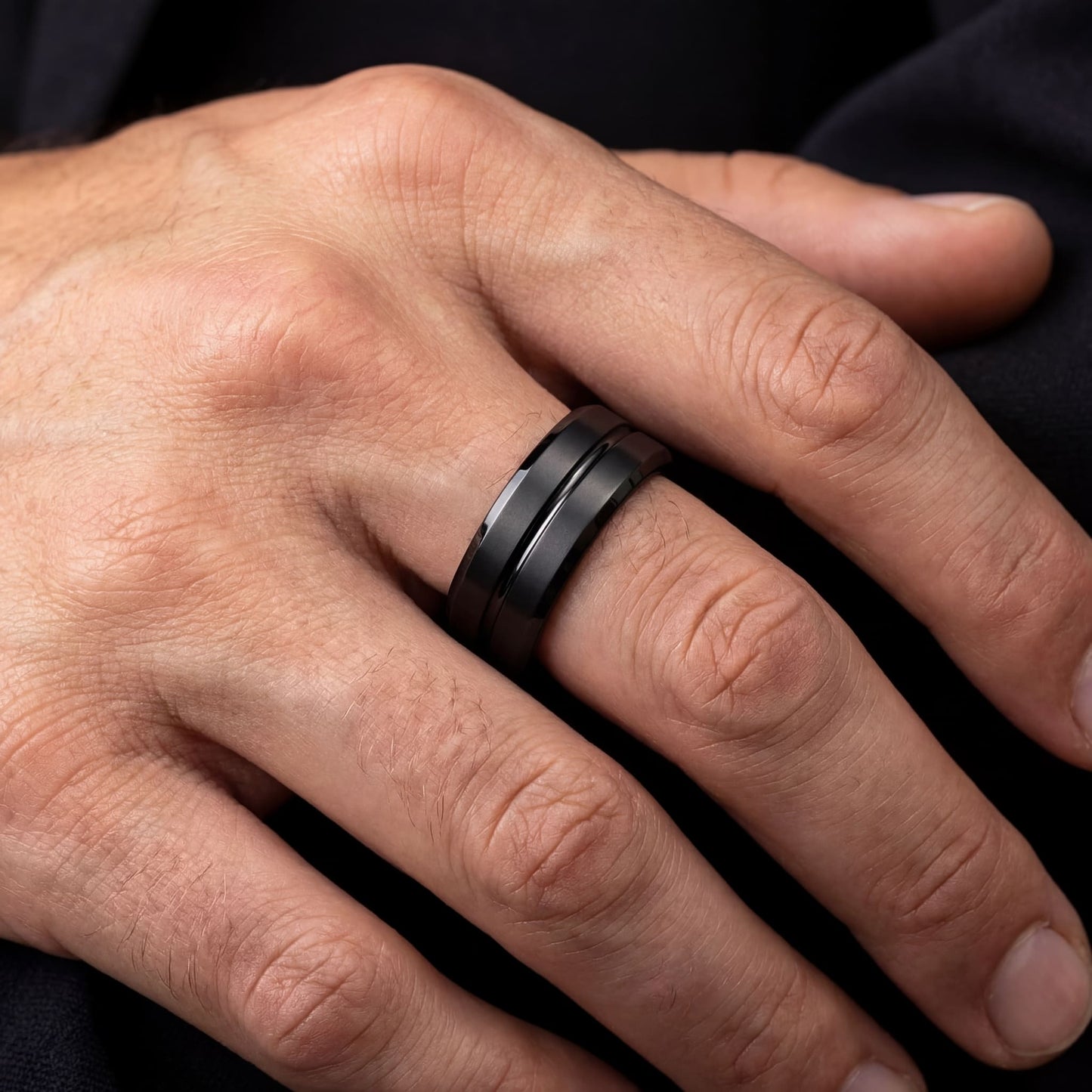 EDELSTAHL 8MM "BLACKHOLE" RING - ICERAIN JEWELRY