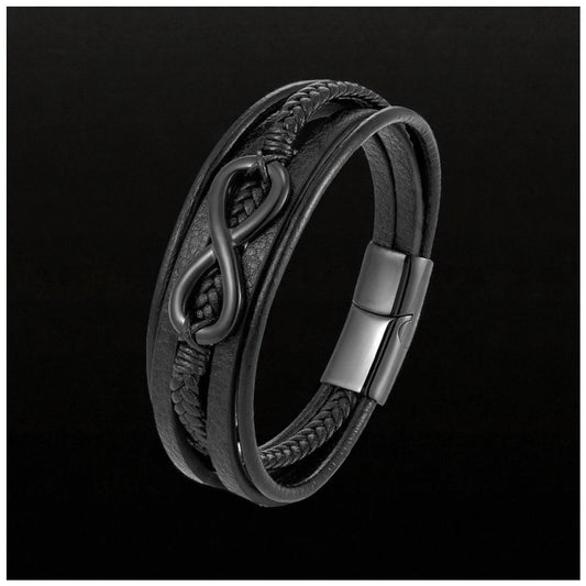 SALE | LEDER 19CM "BLACK INFINITY" ARMBAND - ICERAIN JEWELRY