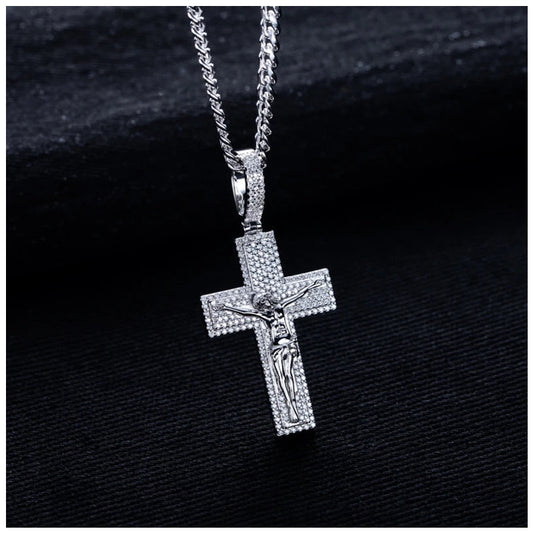 ICED OUT MOISSANITE "JESUS CROSS" WEISSGOLD 925S SILVER KETTE - ICERAIN JEWELRY