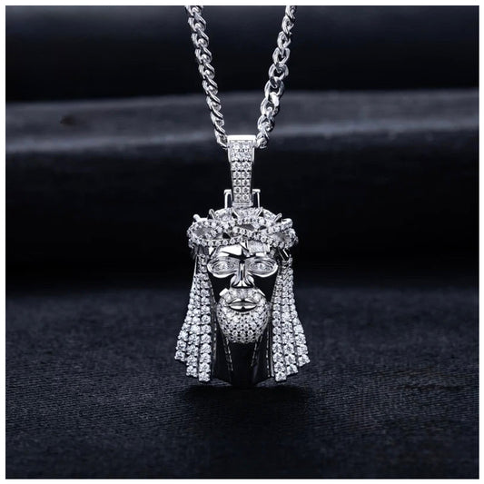 ICED OUT MOISSANITE "JESUS CHRISTUS" WEISSGOLD 925S SILVER KETTE - ICERAIN JEWELRY