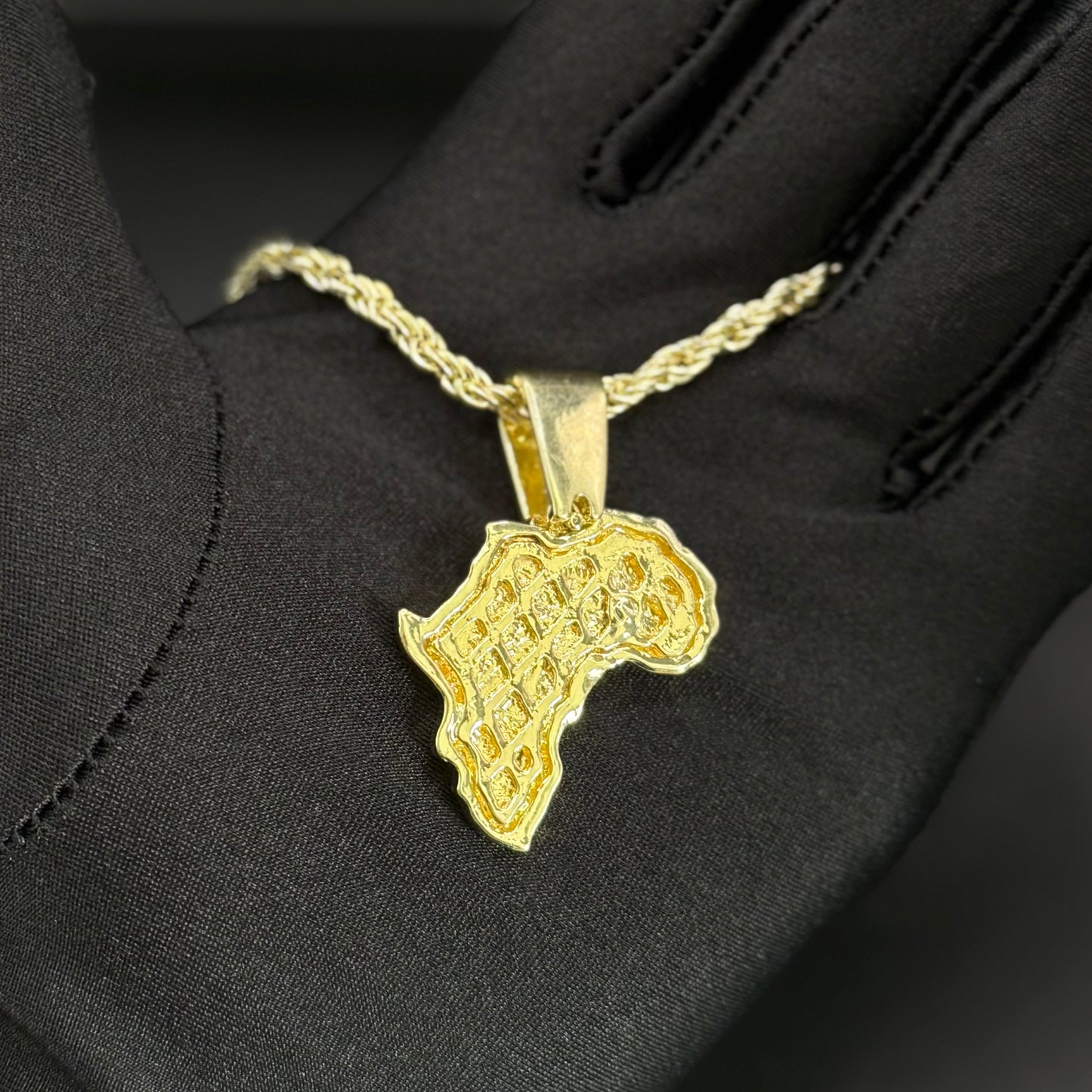 SALE | ICED OUT GOLD 60CM "AFRICA" LÄNDERKETTE - ICERAIN JEWELRY