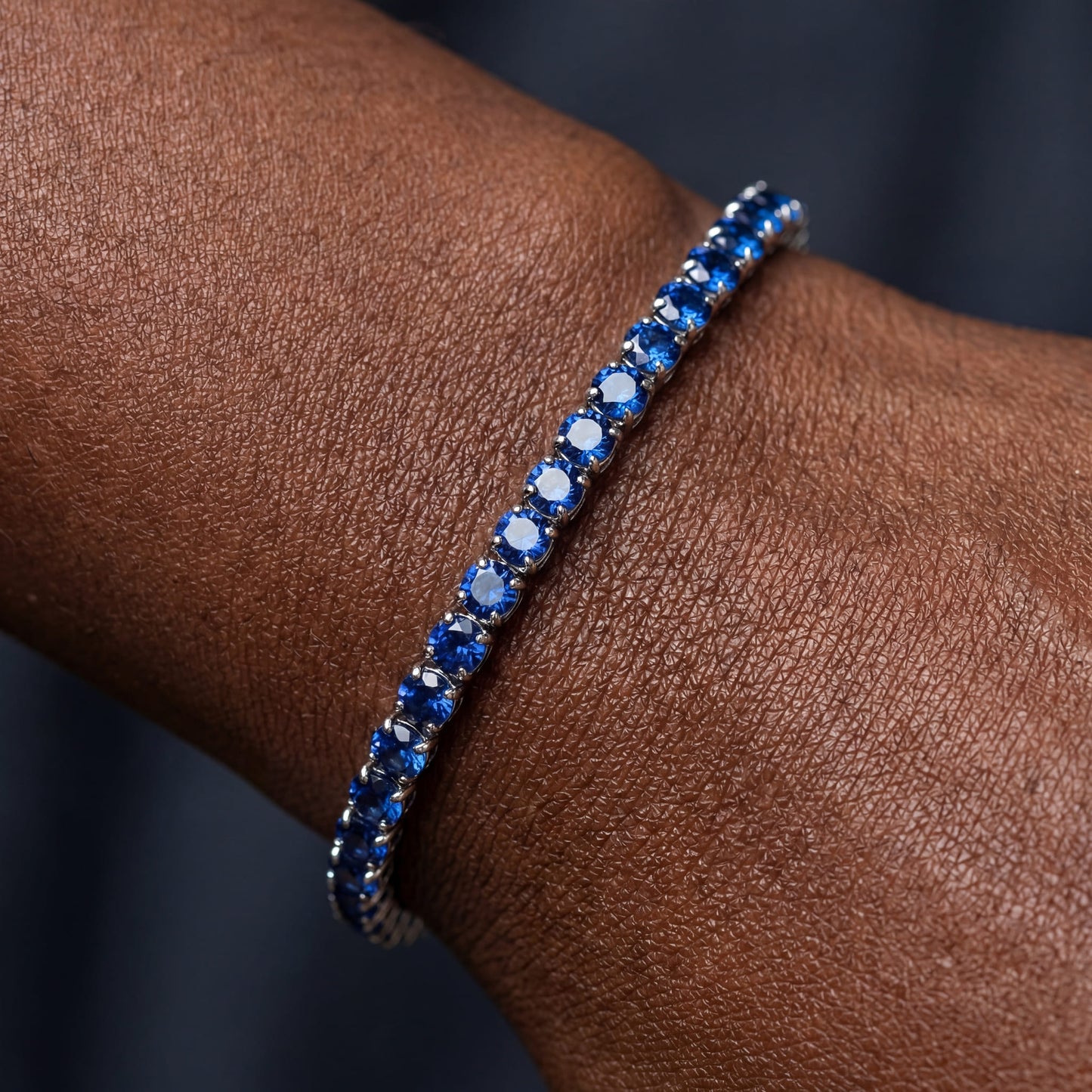 ICED OUT 4MM "BLUE TENNIS" ARMBAND - ICERAIN JEWELRY