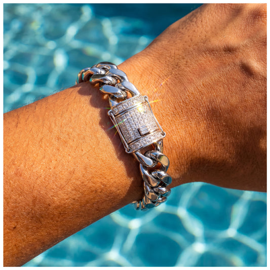 ICED OUT "SILVER CUBAN" ARMBAND - ICERAIN JEWELRY