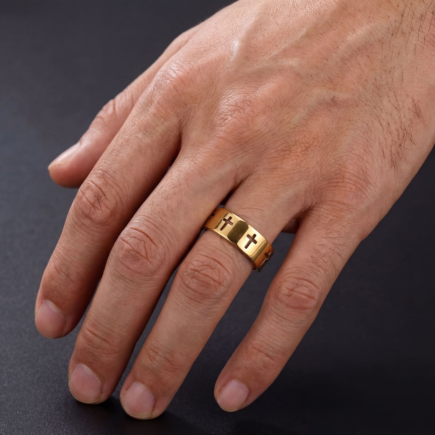 EDELSTAHL "CROSS" RING - ICERAIN JEWELRY