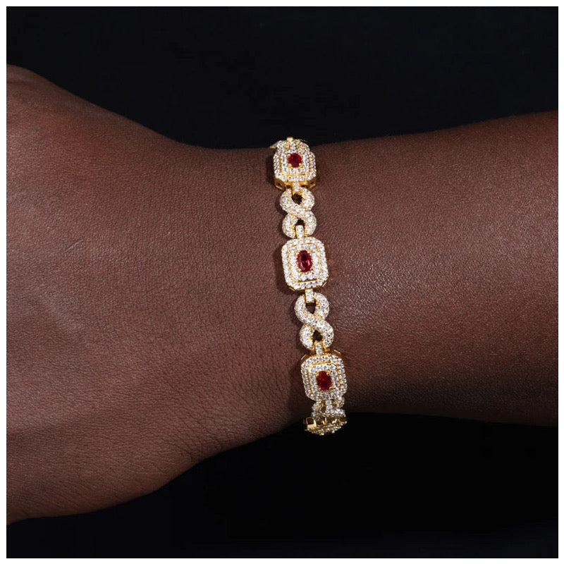 ICED OUT 10MM MOISSANITE "ZOLETTA" WEISSGOLD 925S SILVER ARMBAND