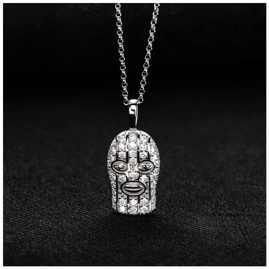 ICED OUT MOISSANITE "MASKED HEAD" WEISSGOLD 925S SILVER KETTE - ICERAIN JEWELRY