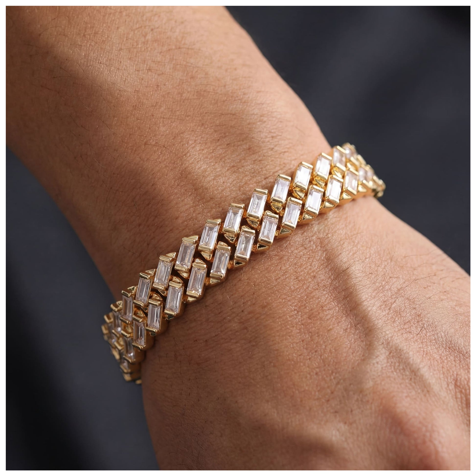ICED OUT 12MM "GOLD PRONG CUBAN V2" ARMBAND - ICERAIN JEWELRY