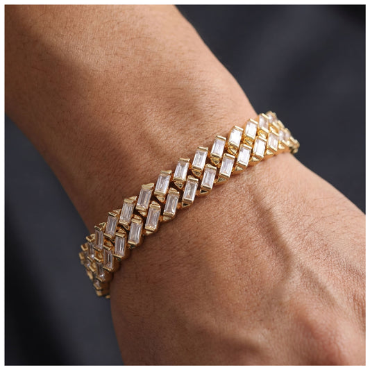 ICED OUT 12MM "GOLD PRONG CUBAN V2" ARMBAND - ICERAIN JEWELRY