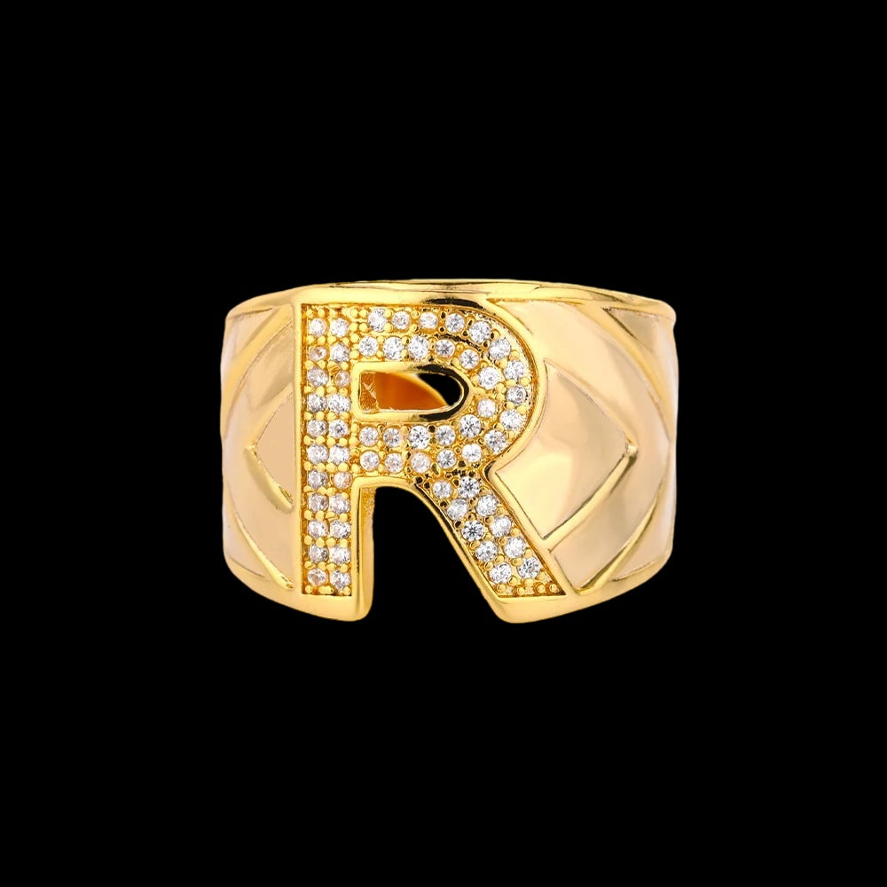 Personalisierte Iced Out Anfangsbuchstaben "Ronus" Ringe