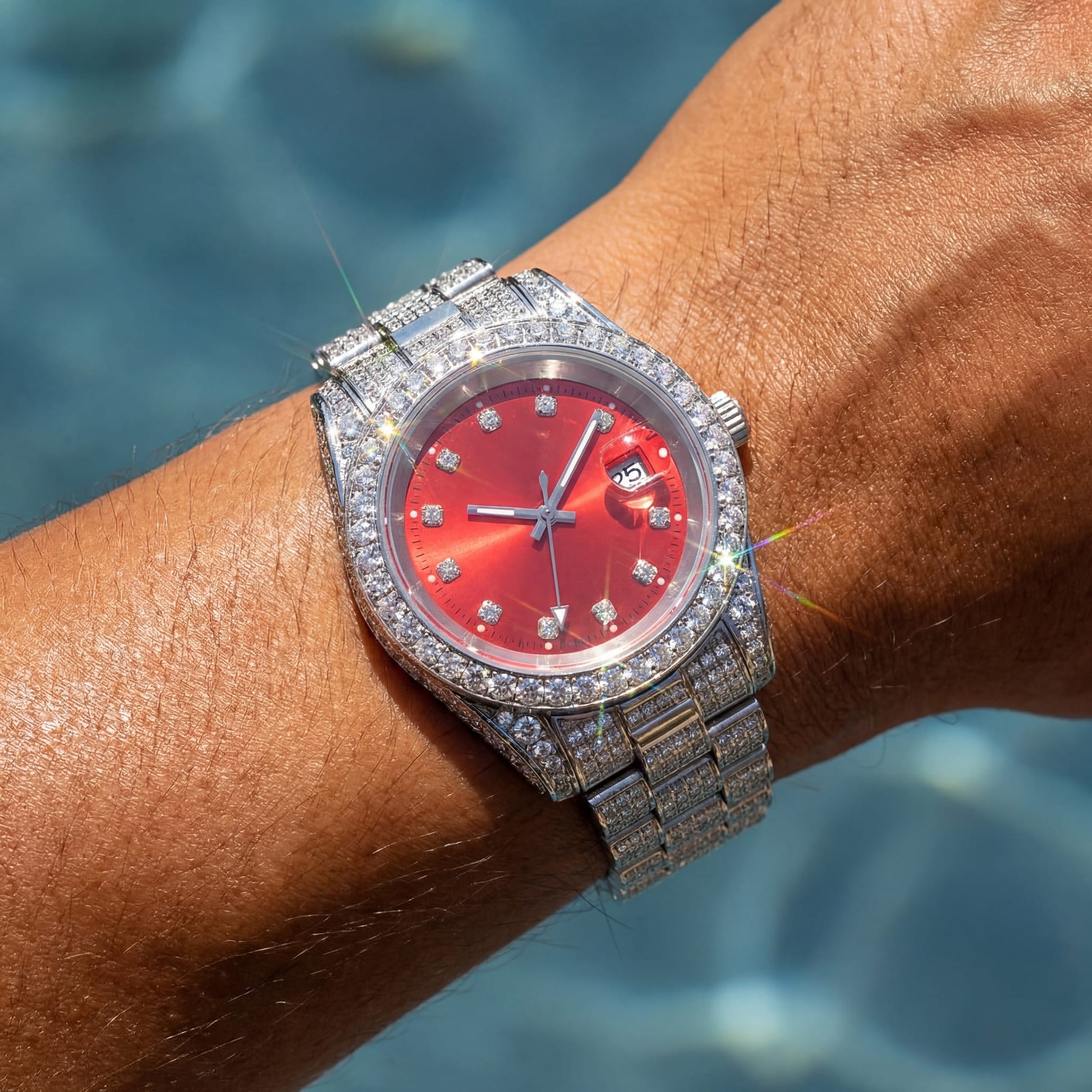 ICED OUT 40MM "COSAFIMA" 12K WEISSGOLD UHR - ICERAIN JEWELRY