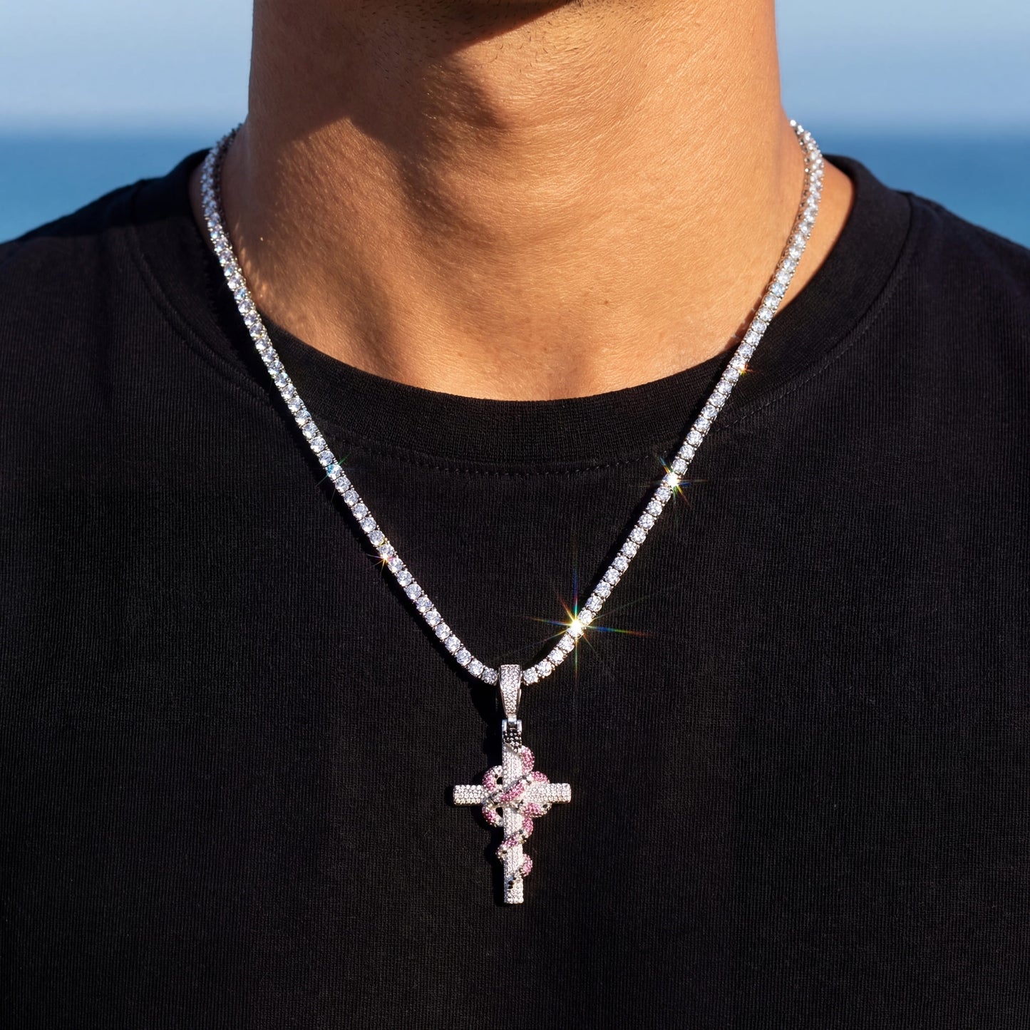 SALE | ICED OUT 60CM "SILVER CROSS V3" KETTE - ICERAIN JEWELRY